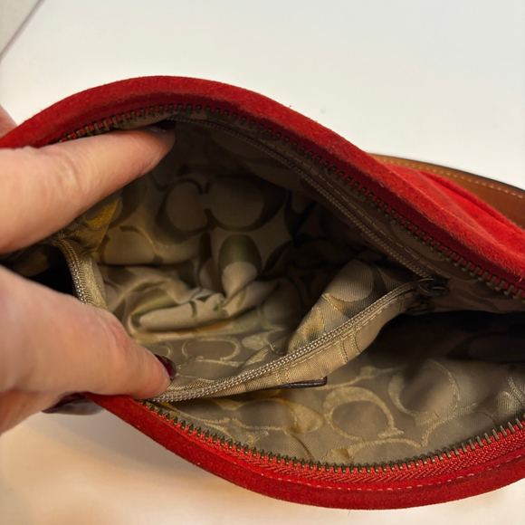 Vintage Coach 4284 Red Suede Soho Hobo Shoulder Bag 2004 Y2K Era Rare Colorway - Picture 11 of 12